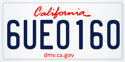 CA license plate 6UEO160
