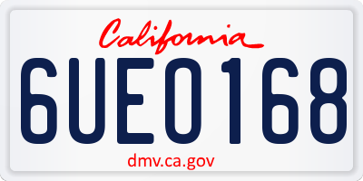 CA license plate 6UEO168