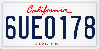CA license plate 6UEO178