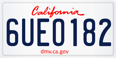 CA license plate 6UEO182