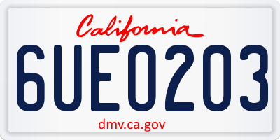 CA license plate 6UEO203