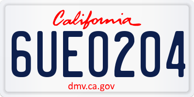 CA license plate 6UEO204