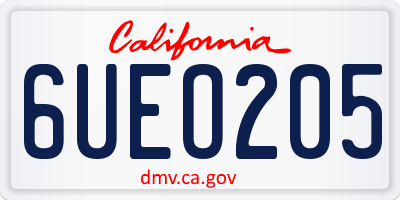 CA license plate 6UEO205