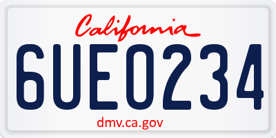 CA license plate 6UEO234
