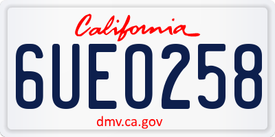 CA license plate 6UEO258