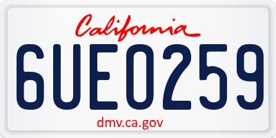 CA license plate 6UEO259