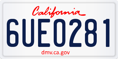 CA license plate 6UEO281