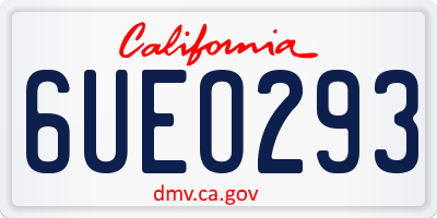 CA license plate 6UEO293
