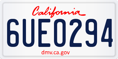 CA license plate 6UEO294