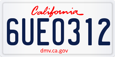 CA license plate 6UEO312