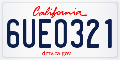 CA license plate 6UEO321