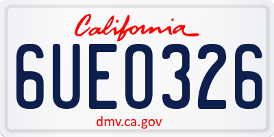 CA license plate 6UEO326