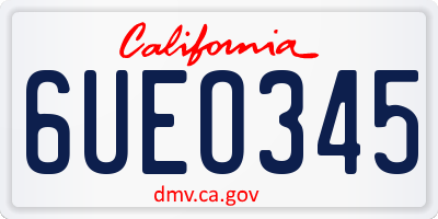 CA license plate 6UEO345