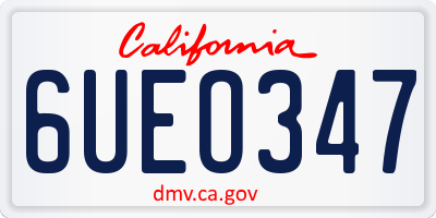 CA license plate 6UEO347