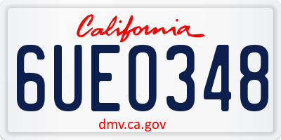 CA license plate 6UEO348