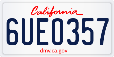 CA license plate 6UEO357