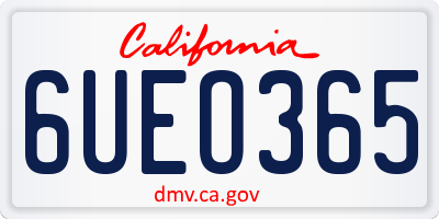 CA license plate 6UEO365