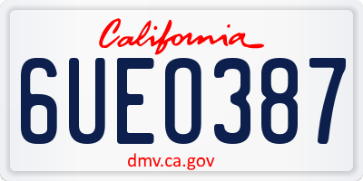 CA license plate 6UEO387