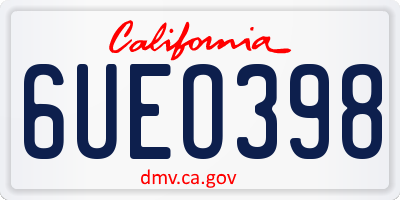 CA license plate 6UEO398