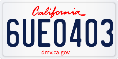 CA license plate 6UEO403