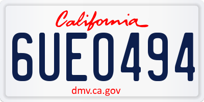 CA license plate 6UEO494