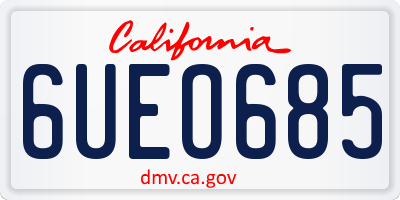CA license plate 6UEO685