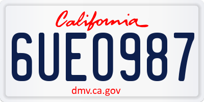 CA license plate 6UEO987