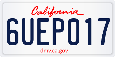 CA license plate 6UEP017