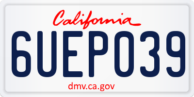 CA license plate 6UEP039