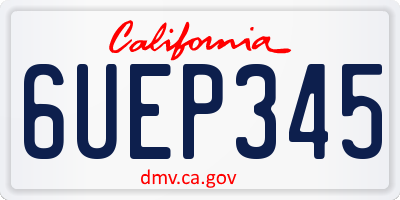 CA license plate 6UEP345
