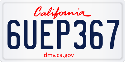 CA license plate 6UEP367