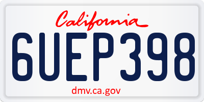 CA license plate 6UEP398