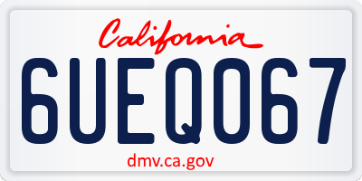 CA license plate 6UEQ067