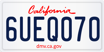 CA license plate 6UEQ070