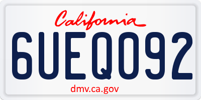 CA license plate 6UEQ092
