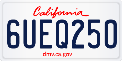CA license plate 6UEQ250
