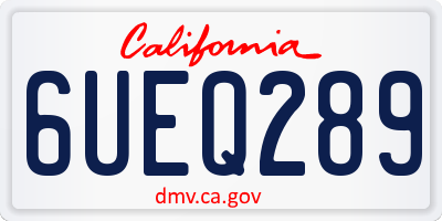 CA license plate 6UEQ289