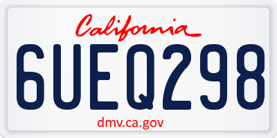 CA license plate 6UEQ298