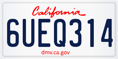 CA license plate 6UEQ314