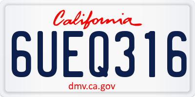 CA license plate 6UEQ316