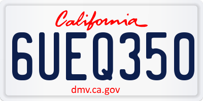 CA license plate 6UEQ350