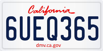 CA license plate 6UEQ365