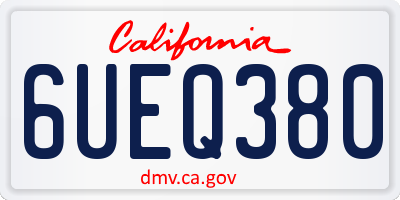 CA license plate 6UEQ380