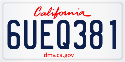 CA license plate 6UEQ381