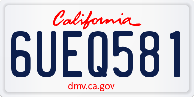 CA license plate 6UEQ581