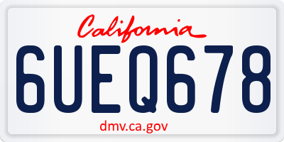CA license plate 6UEQ678