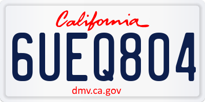 CA license plate 6UEQ804