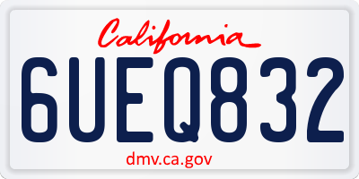 CA license plate 6UEQ832