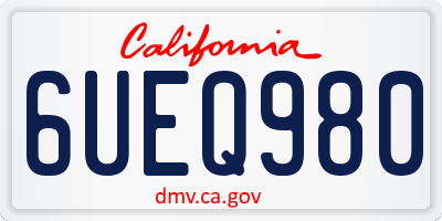 CA license plate 6UEQ980