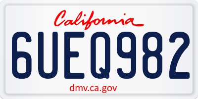 CA license plate 6UEQ982